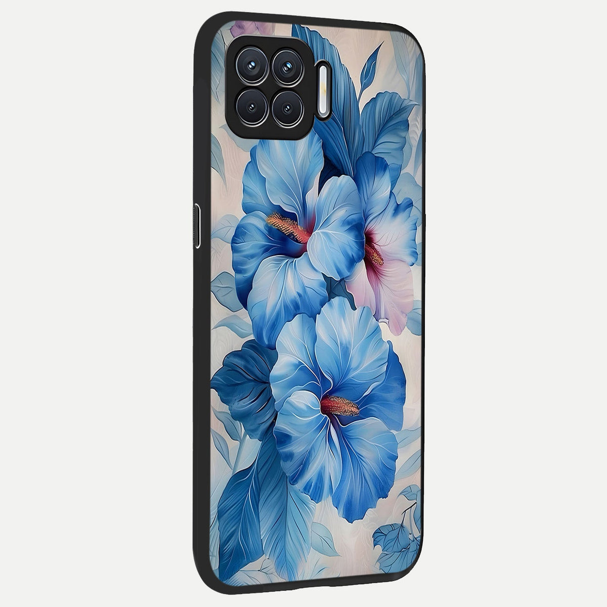  Ocean Hibiscus Grace back cover For Oppo F17 slim fit glass case with vibrant aesthetic design