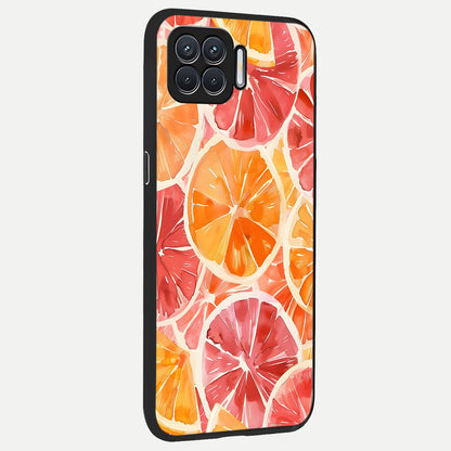  Orange Fruits Pattern back cover For Oppo F17 slim fit glass case with vibrant aesthetic design