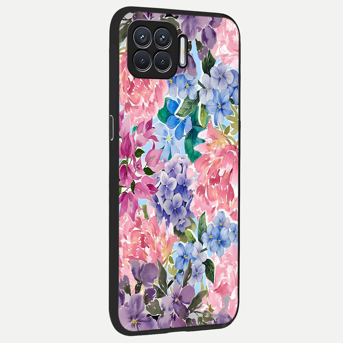  Pastel Floral Mix back cover For Oppo F17 slim fit glass case with vibrant aesthetic design