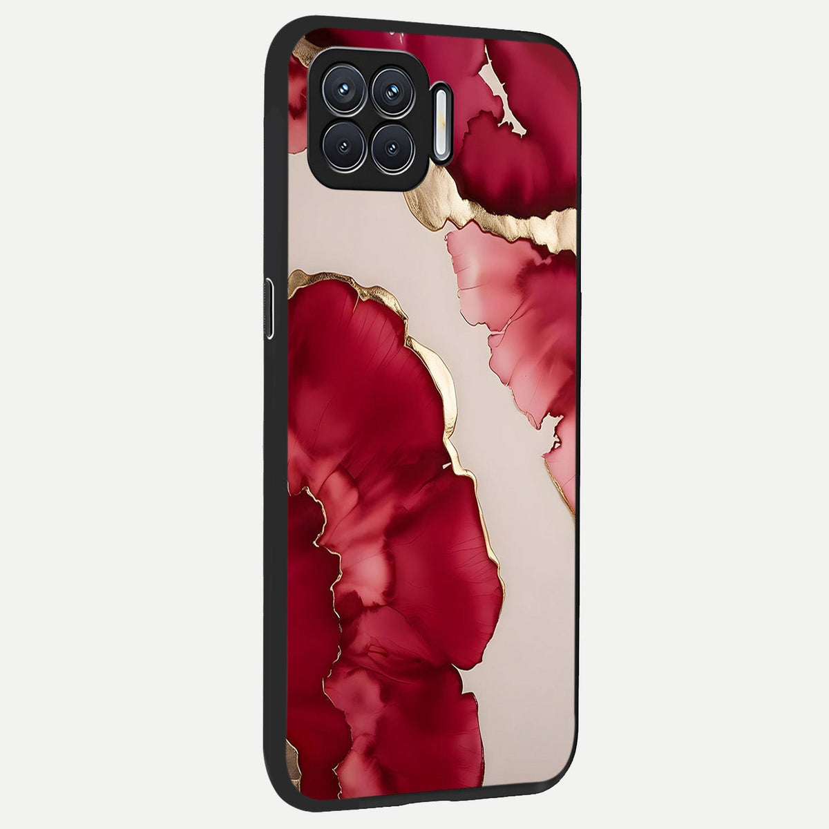  Pink And White Marble back cover For Oppo F17 slim fit glass case with vibrant aesthetic design
