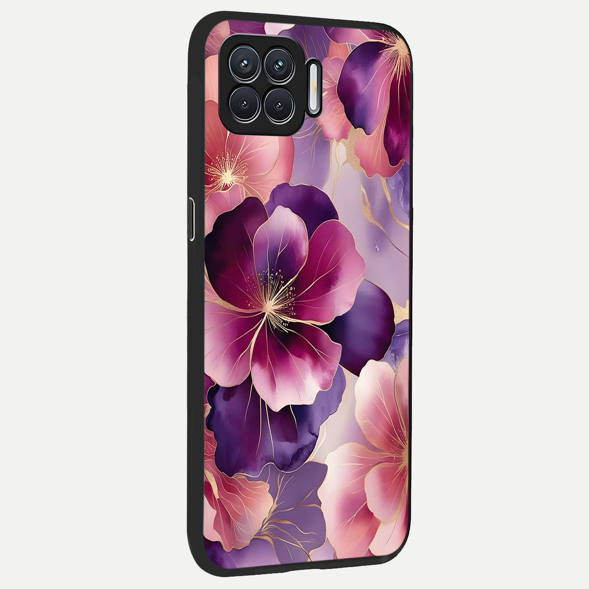  Pink Bouquet Florals back cover For Oppo F17 slim fit glass case with vibrant aesthetic design