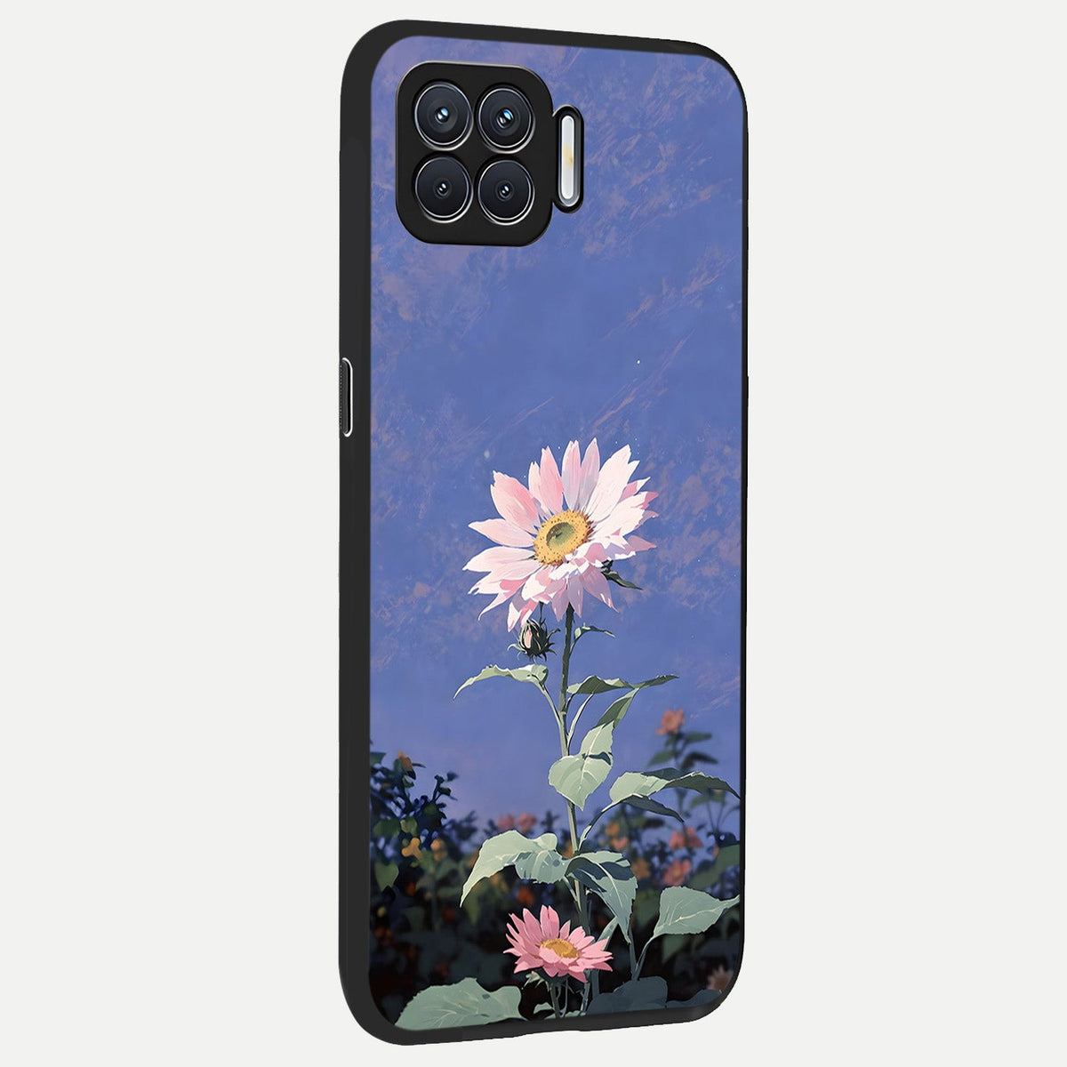  Pink Shells Outline back cover For Oppo F17 slim fit glass case with vibrant aesthetic design