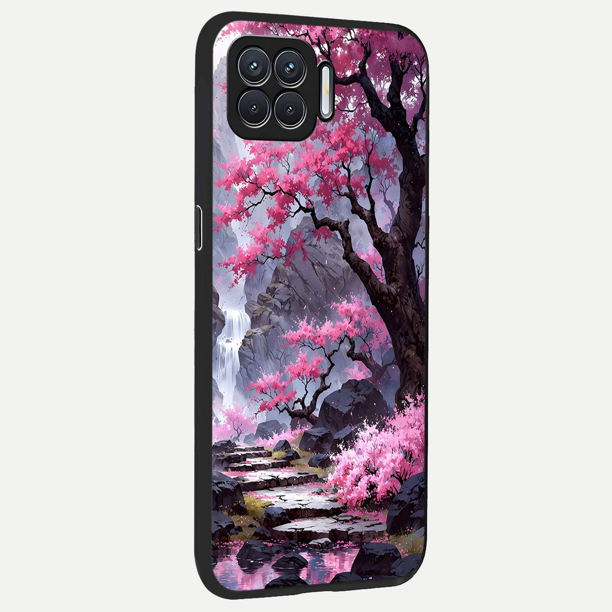  Pink Sunflower Glow back cover For Oppo F17 slim fit glass case with vibrant aesthetic design