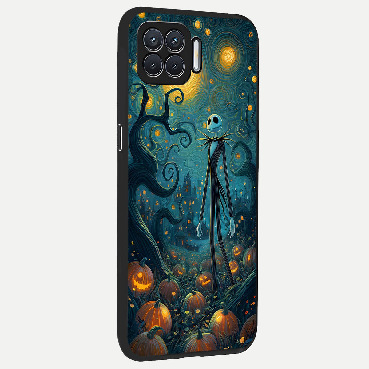  Pumpkin Moonlight Tale back cover For Oppo F17 slim fit glass case with vibrant aesthetic design