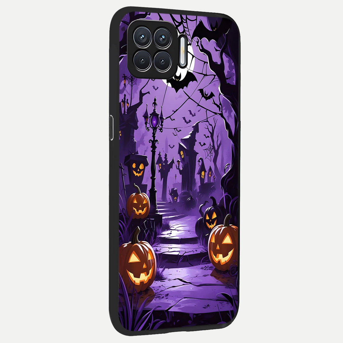  Pumpkin Patch Halloween back cover For Oppo F17 slim fit glass case with vibrant aesthetic design