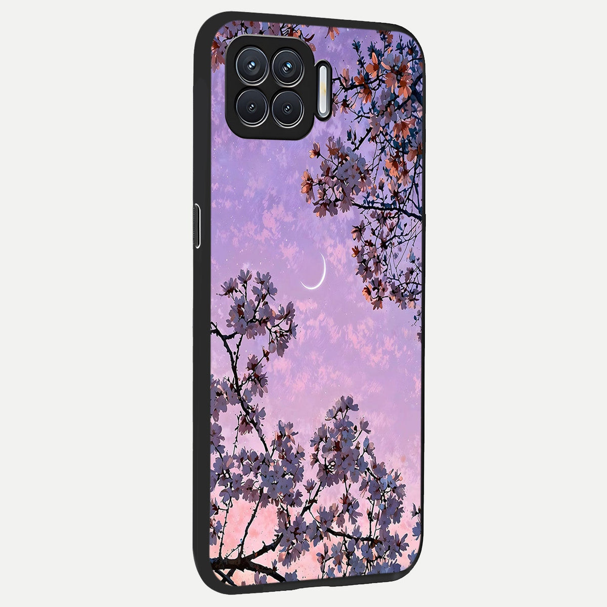  Purple Serenity Moon back cover For Oppo F17 slim fit glass case with vibrant aesthetic design