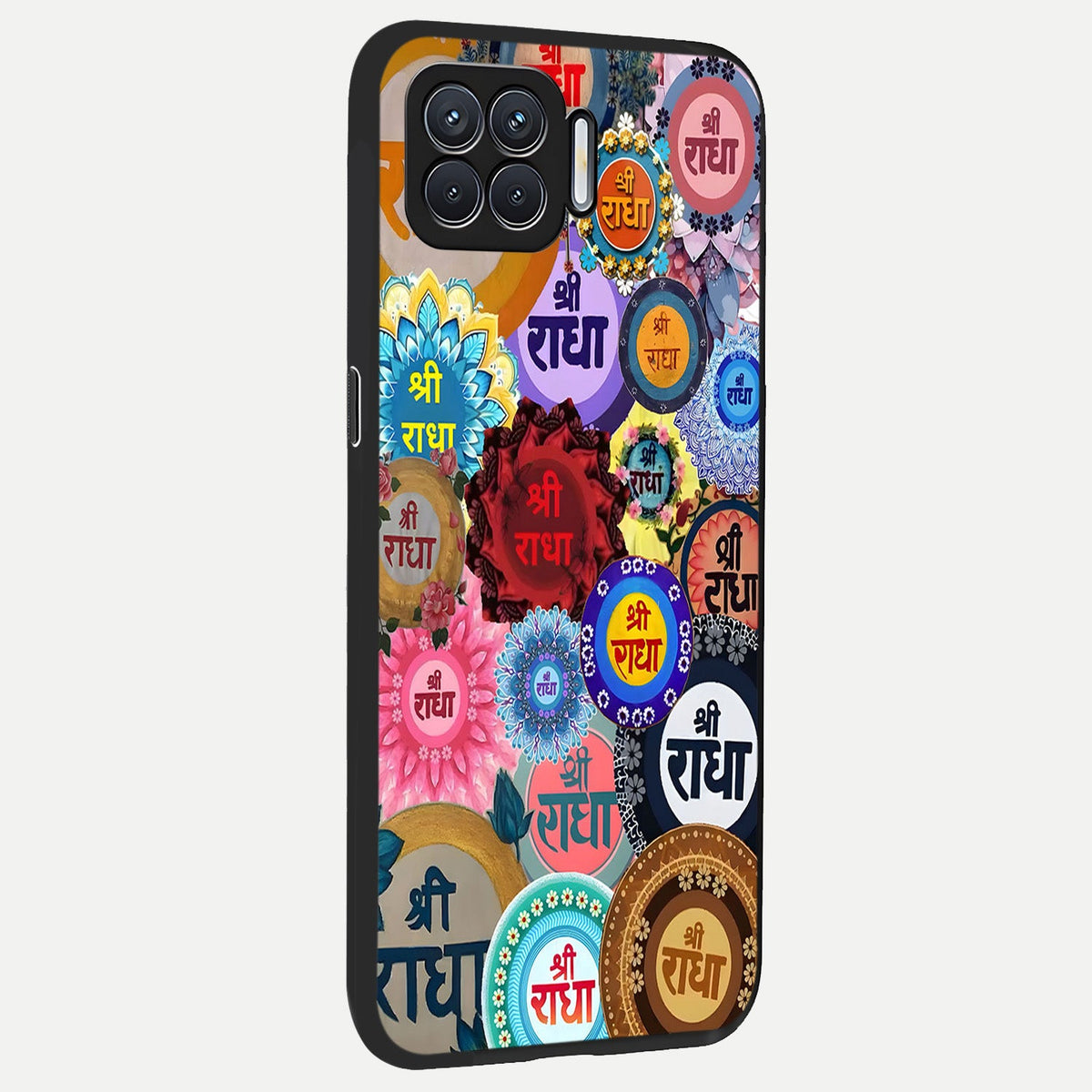  Radha Divine Bloom back cover For Oppo F17 slim fit glass case with vibrant aesthetic design