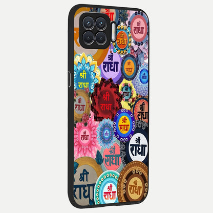  Radha Divine Bloom back cover For Oppo F17 slim fit glass case with vibrant aesthetic design
