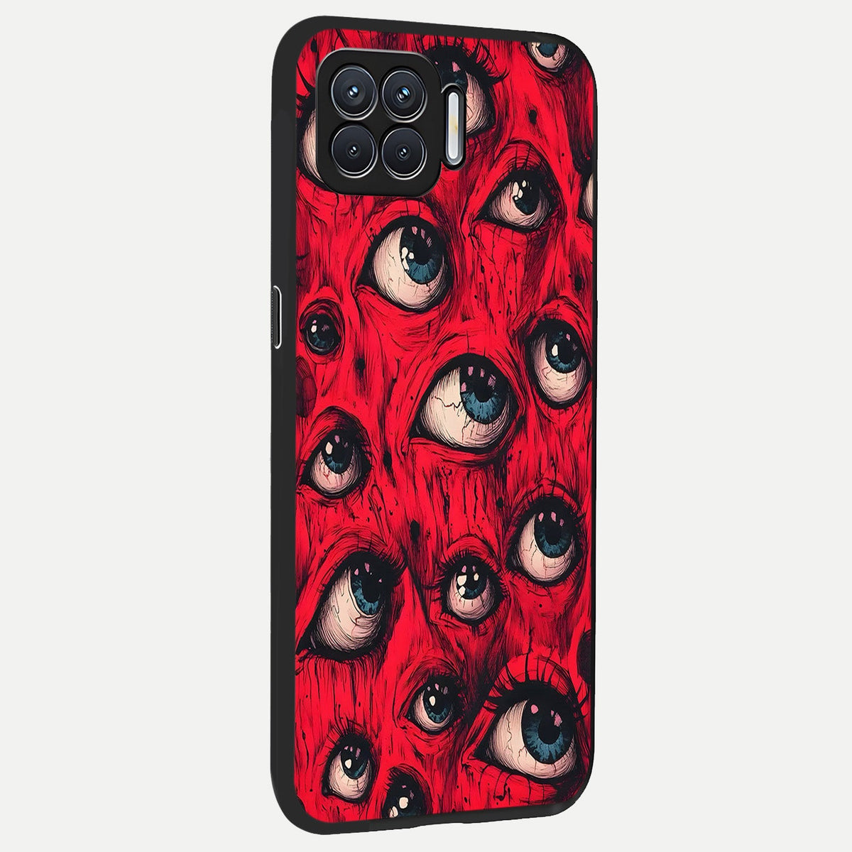  Red Eyes Pattern back cover For Oppo F17 slim fit glass case with vibrant aesthetic design