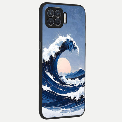  Rising Tide Power back cover For Oppo F17 slim fit glass case with vibrant aesthetic design