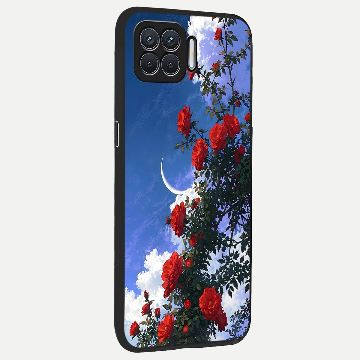  Rose Drift Flowers back cover For Oppo F17 slim fit glass case with vibrant aesthetic design