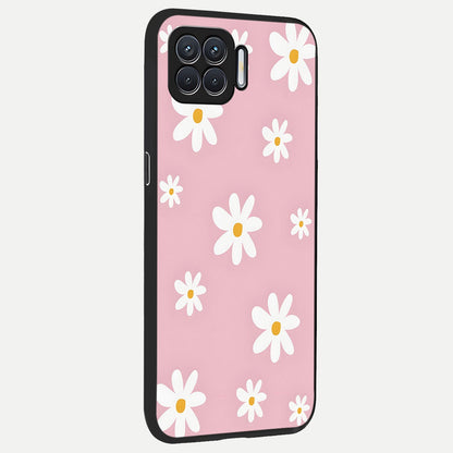  Soft Daisy Bliss back cover For Oppo F17 slim fit glass case with vibrant aesthetic design