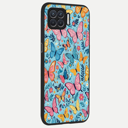  Spring Wing Garden back cover For Oppo F17 slim fit glass case with vibrant aesthetic design