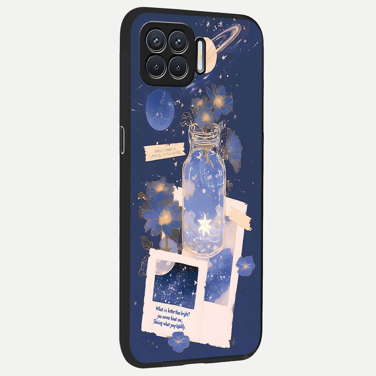  Starlit Cosmic Jar back cover For Oppo F17 slim fit glass case with vibrant aesthetic design