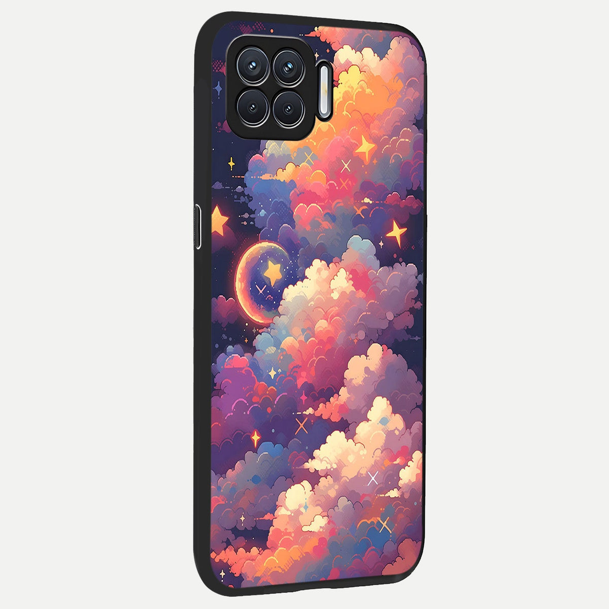  Starlit Dream Clouds back cover For Oppo F17 slim fit glass case with vibrant aesthetic design