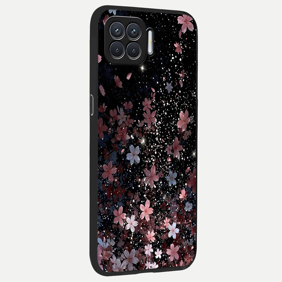 Starlit Flower Dreams back cover For Oppo F17 slim fit glass case with vibrant aesthetic design
