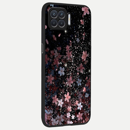  Starlit Flower Dreams back cover For Oppo F17 slim fit glass case with vibrant aesthetic design
