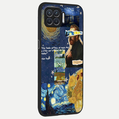  Starry Dream Vision back cover For Oppo F17 slim fit glass case with vibrant aesthetic design
