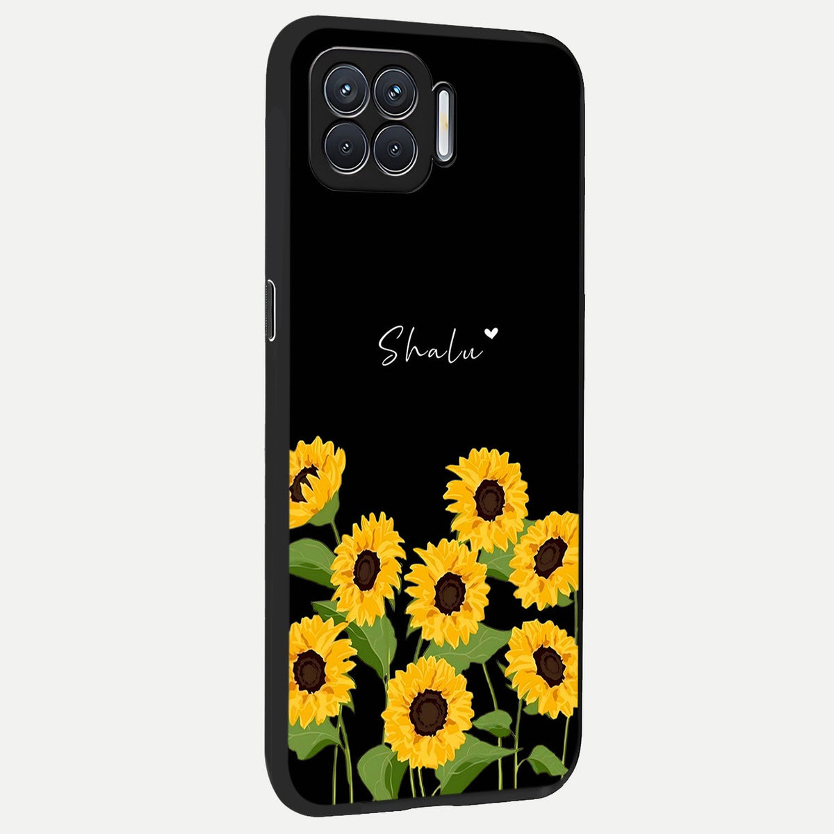  Sunflower Sky Bloom back cover For Oppo F17 slim fit glass case with vibrant aesthetic design