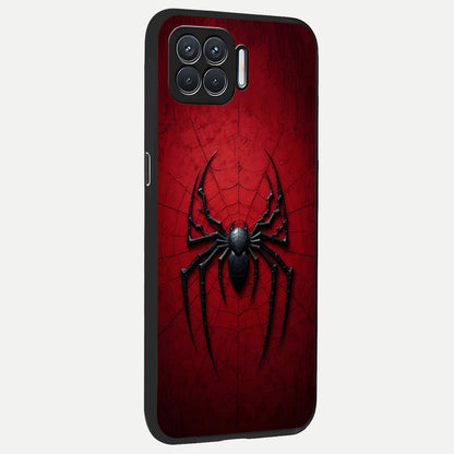  Superhero Web Emblem back cover For Oppo F17 slim fit glass case with vibrant aesthetic design
