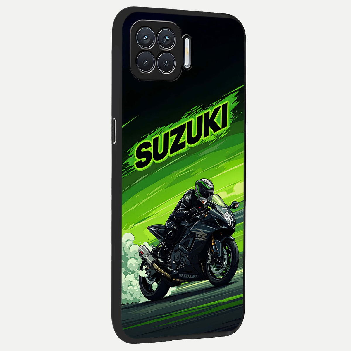  Suzuki Speed Beast back cover For Oppo F17 slim fit glass case with vibrant aesthetic design