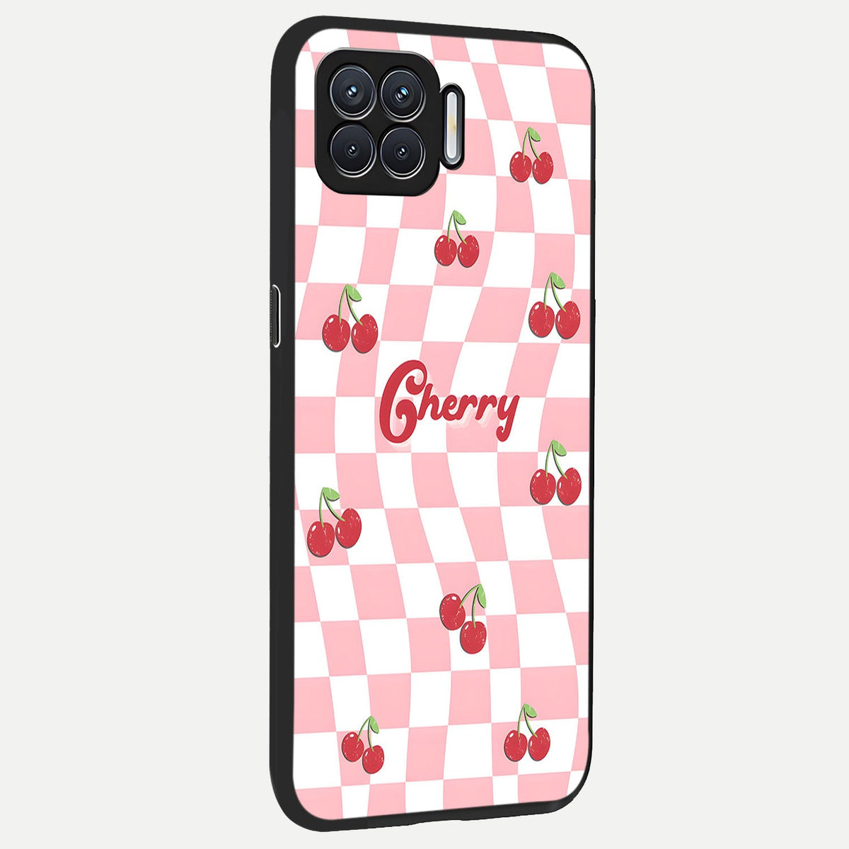 Sweet Cherry Vibes back cover For Oppo F17 slim fit glass case with vibrant aesthetic design