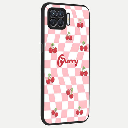  Sweet Cherry Vibes back cover For Oppo F17 slim fit glass case with vibrant aesthetic design
