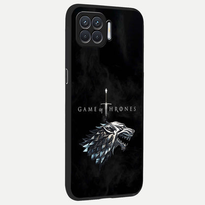  Throne Wolf Legacy back cover For Oppo F17 slim fit glass case with vibrant aesthetic design