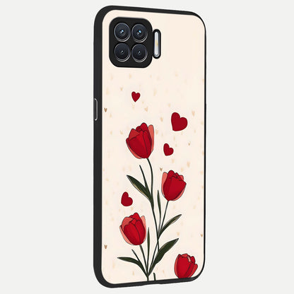  Tulip With Heart back cover For Oppo F17 slim fit glass case with vibrant aesthetic design