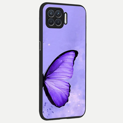  Violet Dream Wing back cover For Oppo F17 slim fit glass case with vibrant aesthetic design