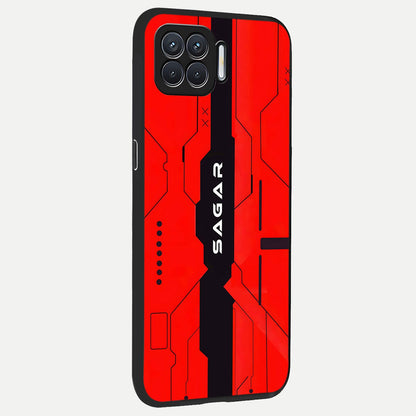  Voltage Rise CYBERPUNK Custom Name back cover For Oppo F17 slim fit personalized glass case with bold cyberpunk design