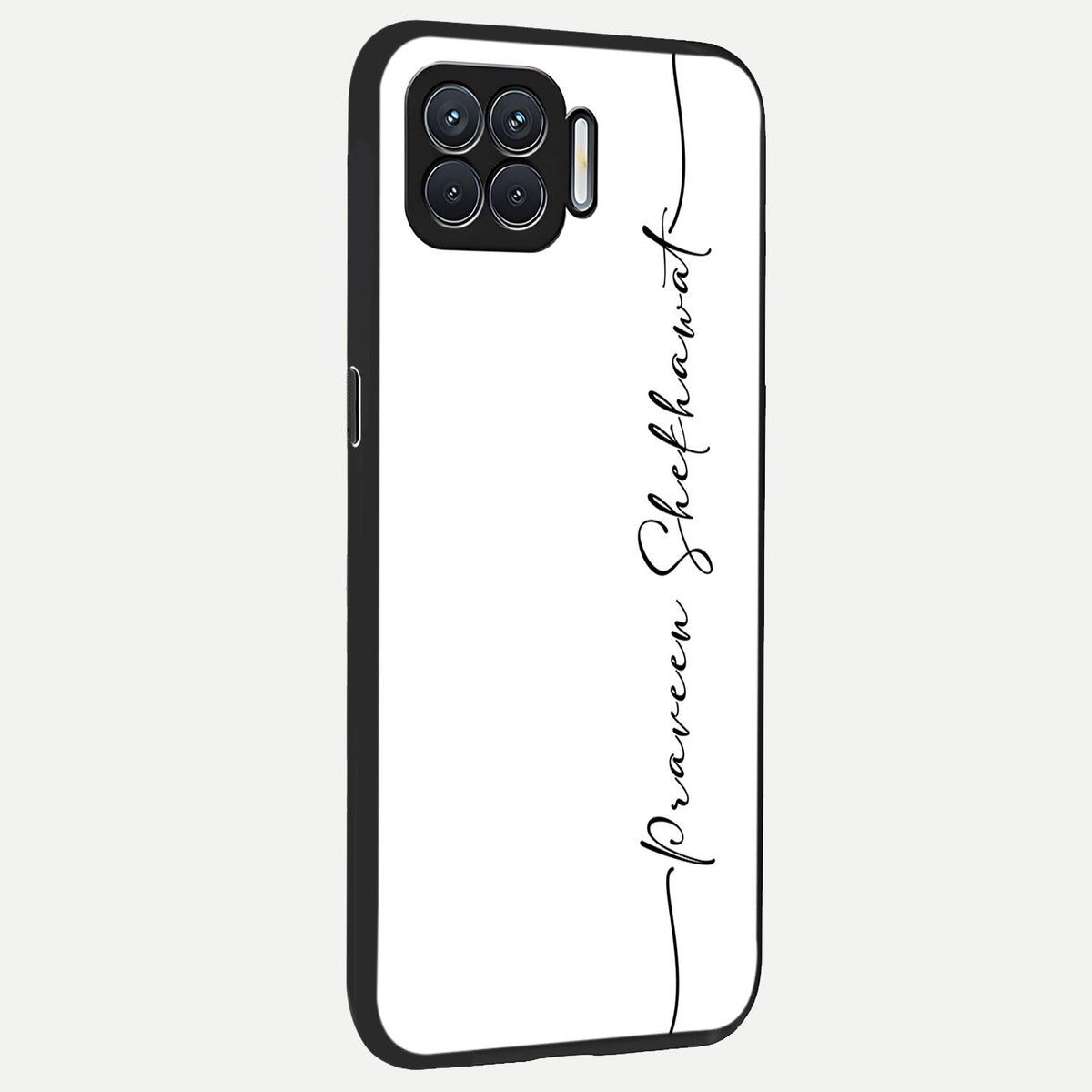  White Tune Custom Name back cover For Oppo F17 slim fit personalized glass case with aesthetic design