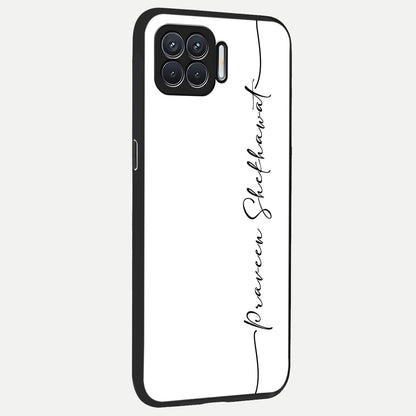  White Tune Custom Name back cover For Oppo F17 slim fit personalized glass case with aesthetic design