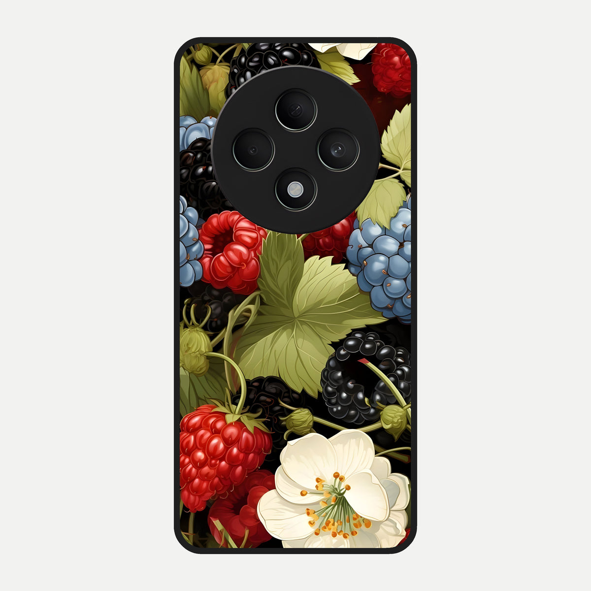  Berry Bloom Charm Glass Case For Oppo F27 5G back cover – full design glossy printed glass finish