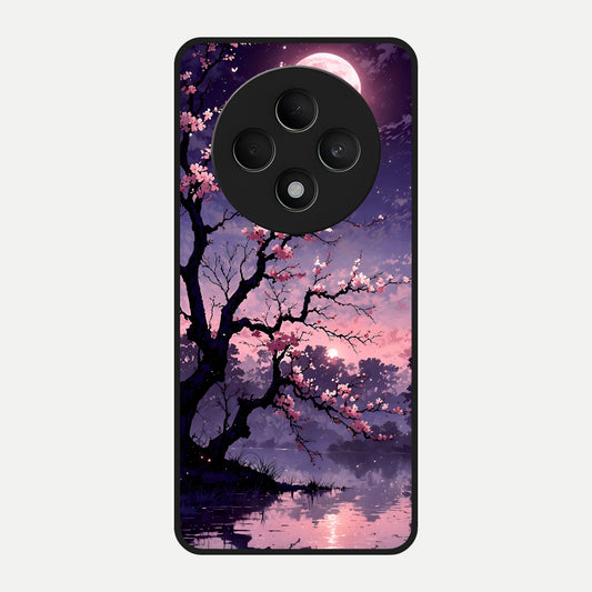  Blossom Pink Moon Glass Case For Oppo F27 5G back cover – full design glossy printed glass finish