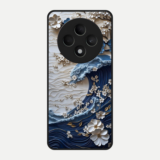  Blossom Wave Art Glass Case For Oppo F27 5G back cover – full design glossy printed glass finish