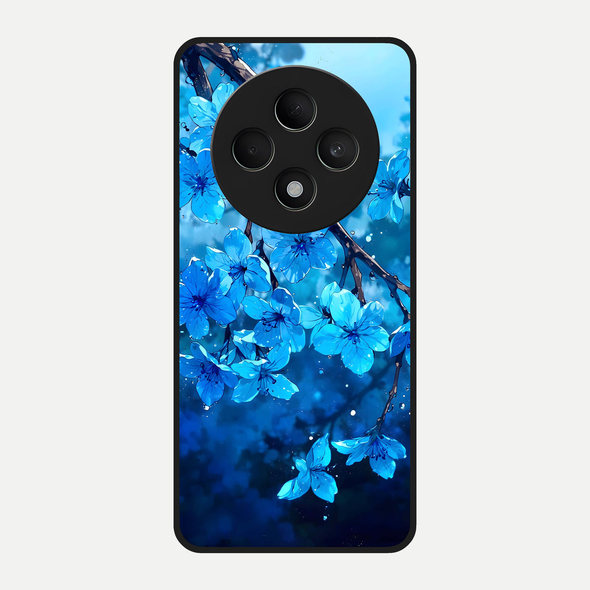  Blue Blossoms Branch Glass Case For Oppo F27 5G back cover – full design glossy printed glass finish