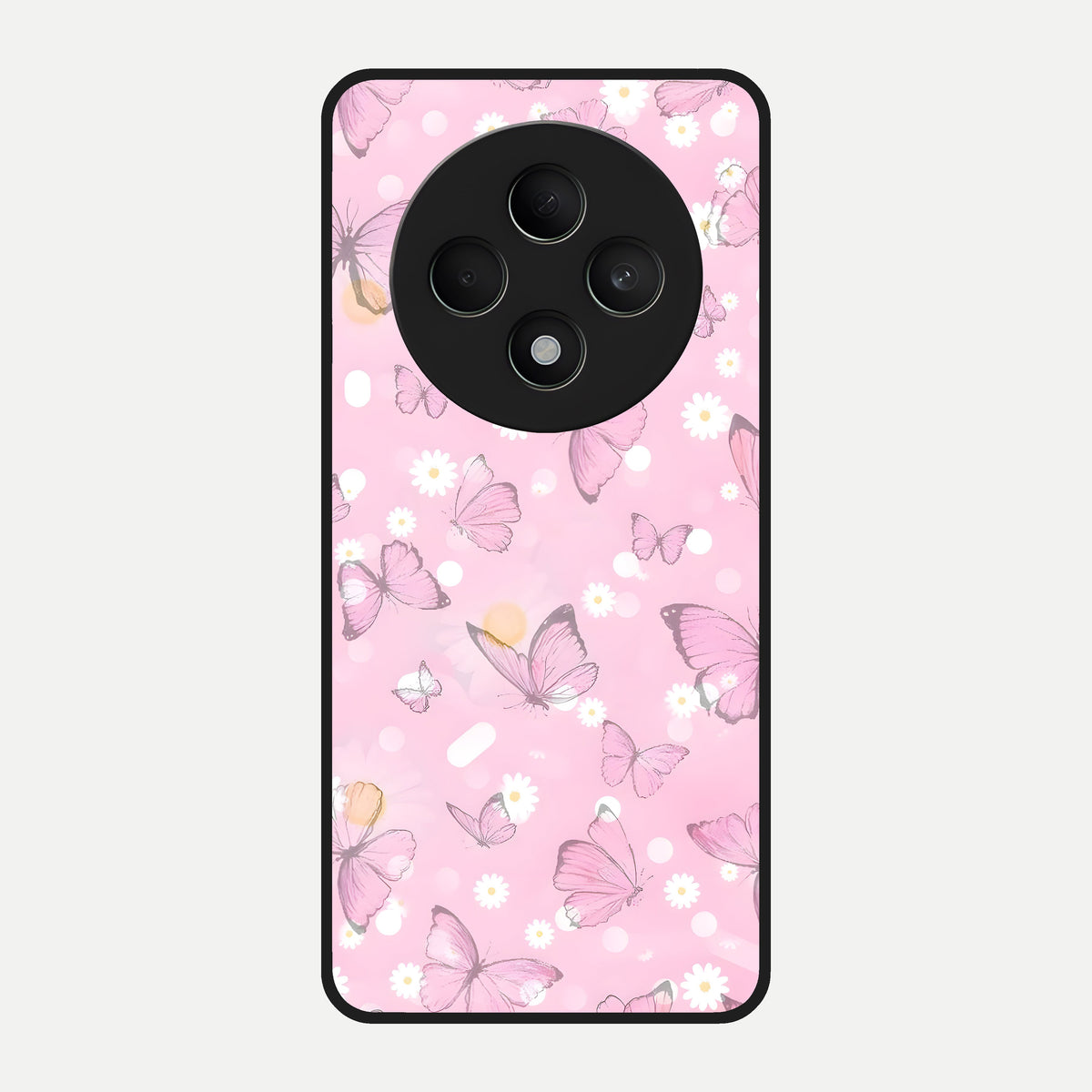 Blush Butterfly Garden Glass Case For Oppo F27 5G back cover – full design glossy printed glass finish