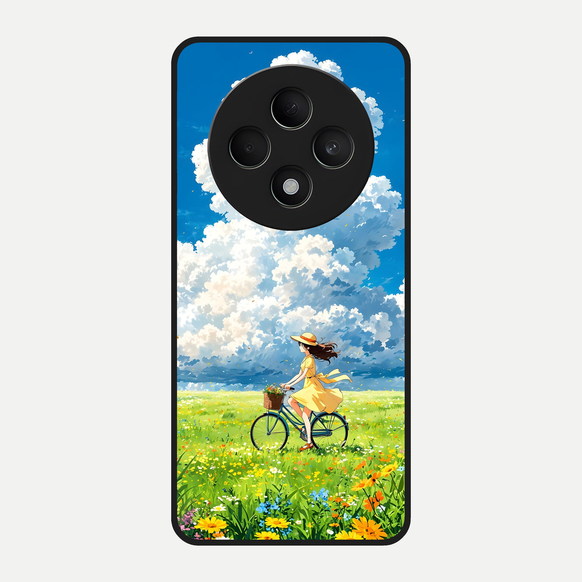  Breezy Meadow Ride Glass Case For Oppo F27 5G back cover – full design glossy printed glass finish