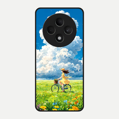  Breezy Meadow Ride Glass Case For Oppo F27 5G back cover – full design glossy printed glass finish