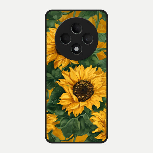  Bright Sunflower Bloom Glass Case For Oppo F27 5G back cover – full design glossy printed glass finish