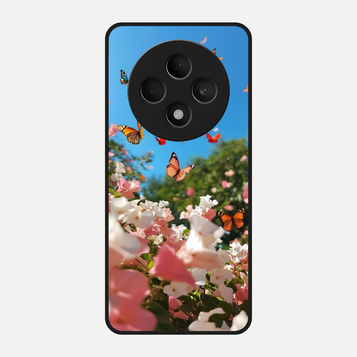  Butterflies In Bloom Sky Glass Case For Oppo F27 5G back cover – full design glossy printed glass finish