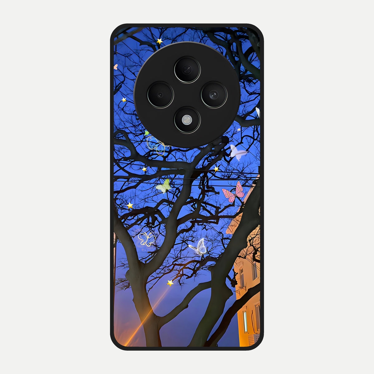  Butterfly Night Magic Glass Case For Oppo F27 5G back cover – full design glossy printed glass finish