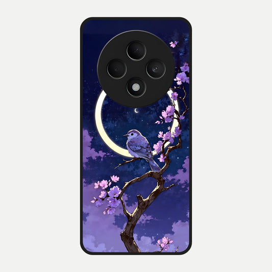  Celestial Bird Blossom Glass Case For Oppo F27 5G back cover – full design glossy printed glass finish