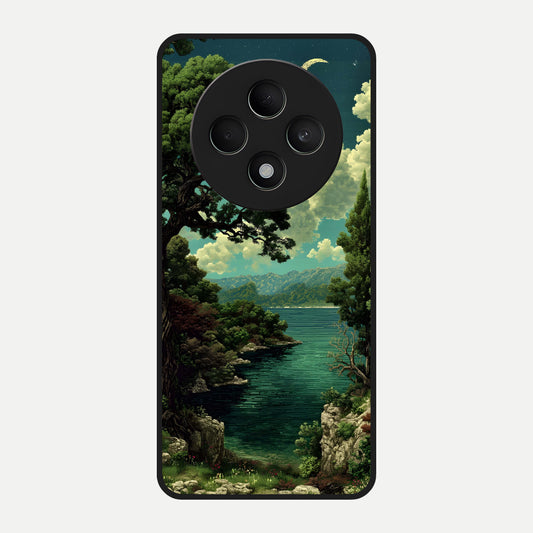  Celestial Lake Peace Glass Case For Oppo F27 5G back cover – full design glossy printed glass finish