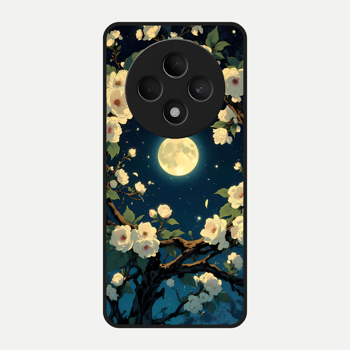  Celestial Moon And Flower Glass Case For Oppo F27 5G back cover – full design glossy printed glass finish