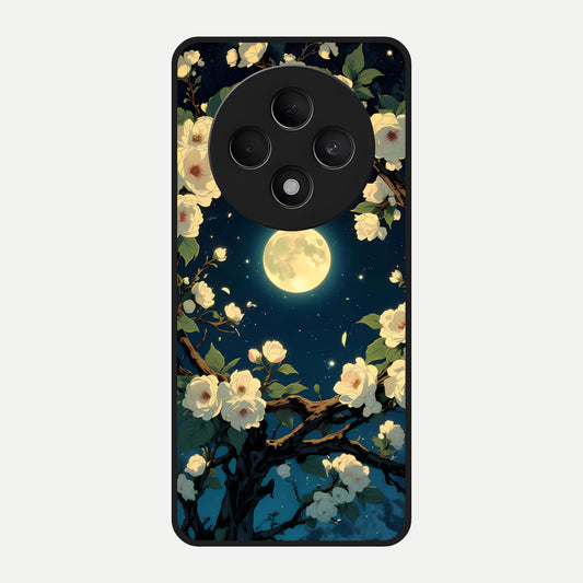  Celestial Moon And Flower Glass Case For Oppo F27 5G back cover – full design glossy printed glass finish