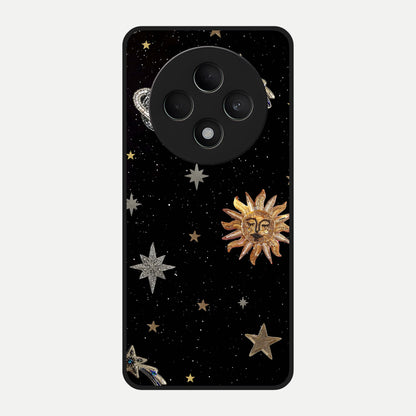  Celestial Moon With Stars Glass Case For Oppo F27 5G back cover – full design glossy printed glass finish
