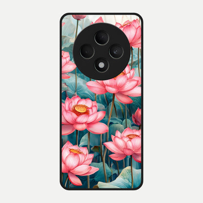  Celestial Pink Lotus Glass Case For Oppo F27 5G back cover – full design glossy printed glass finish