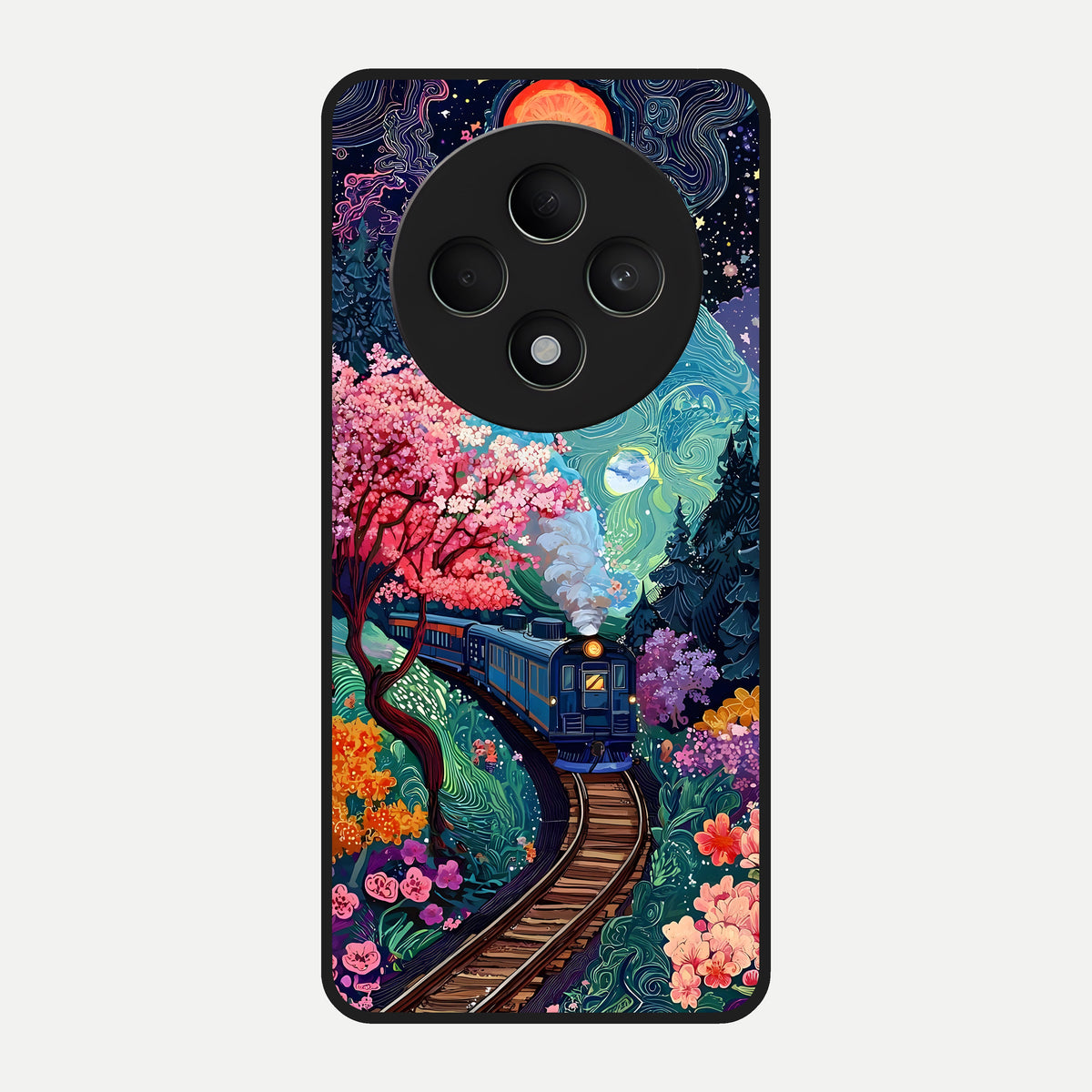  Celestial Train Journey Glass Case For Oppo F27 5G back cover – full design glossy printed glass finish